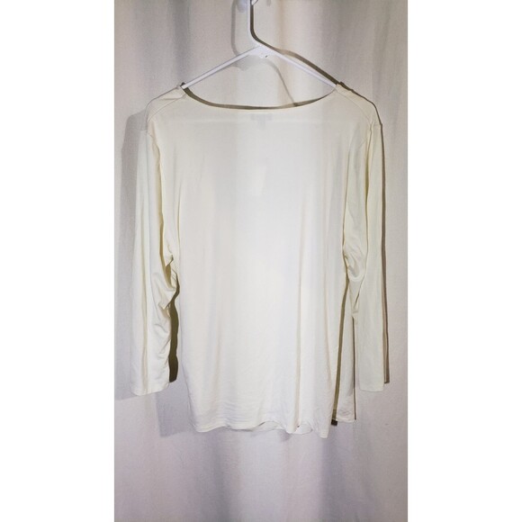 Talbots Women's XL Cream White Faux Wrap Ruched Front Stretchy Elevated Basic - Picture 6 of 8
